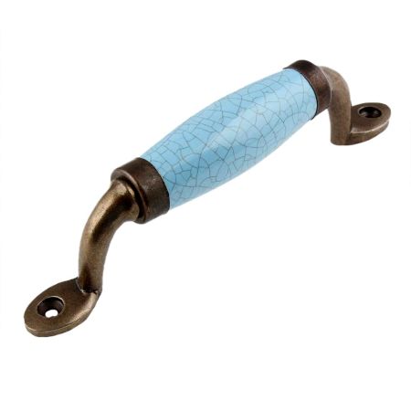 Turquoise Crackle Small Ceramic Antique Door Handles